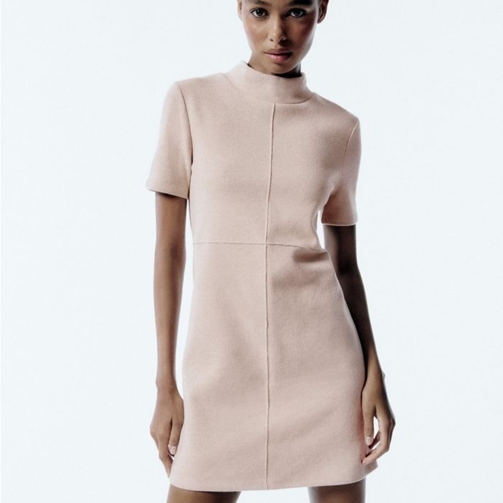 Zara short sleeve mock neck sweater knit dress size small